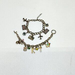 Claire AJMC Set Charm Bracelets Travel Charms Suitcase Globe (AJMC Broke Clasp)